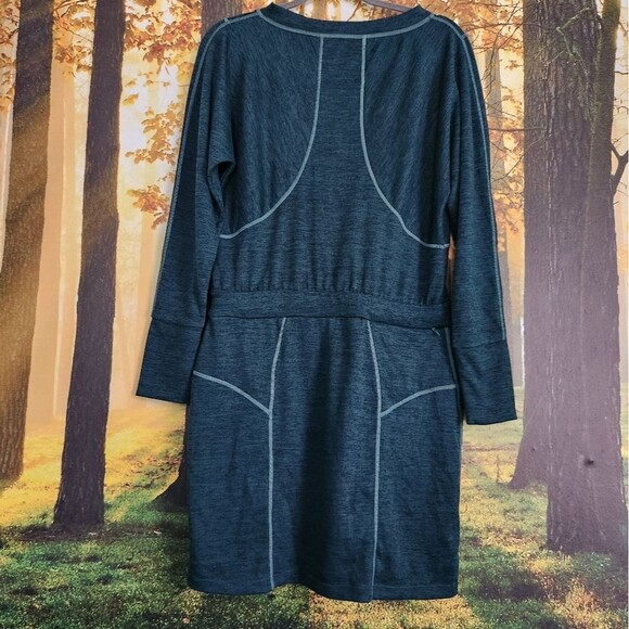 Athleta Give It Your All Small Dress Long Sleeve Drawstring Teal Pockets - Picture 3 of 13